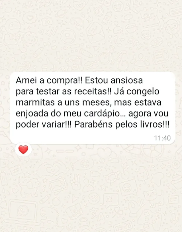 Depoimento de cliente sobre as receitas para congelar