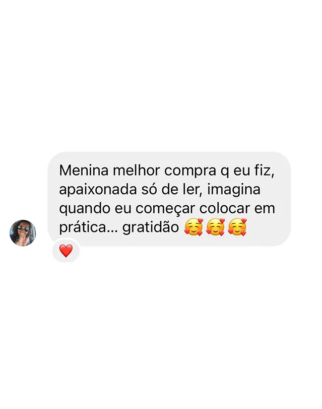 Depoimento de cliente satisfeita com a compra