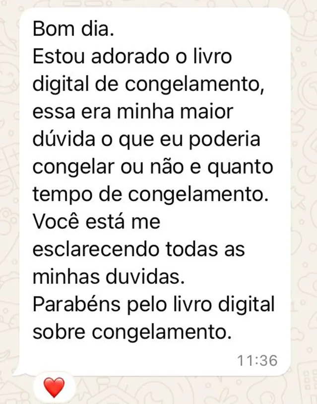 Depoimento de cliente sobre dúvidas de congelamento esclarecidas
